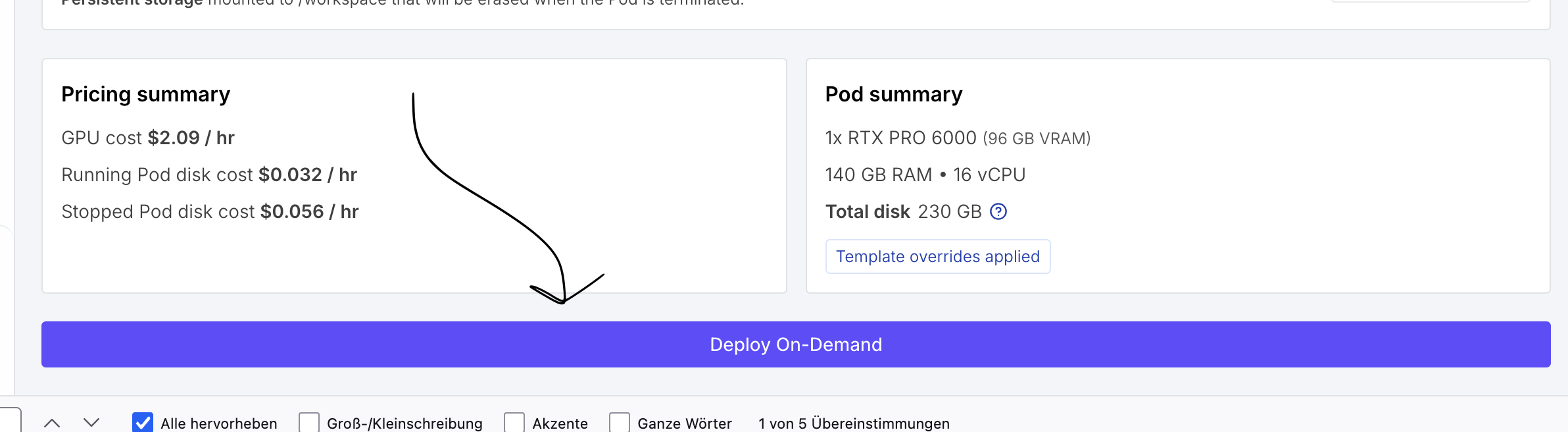 deploying the pod